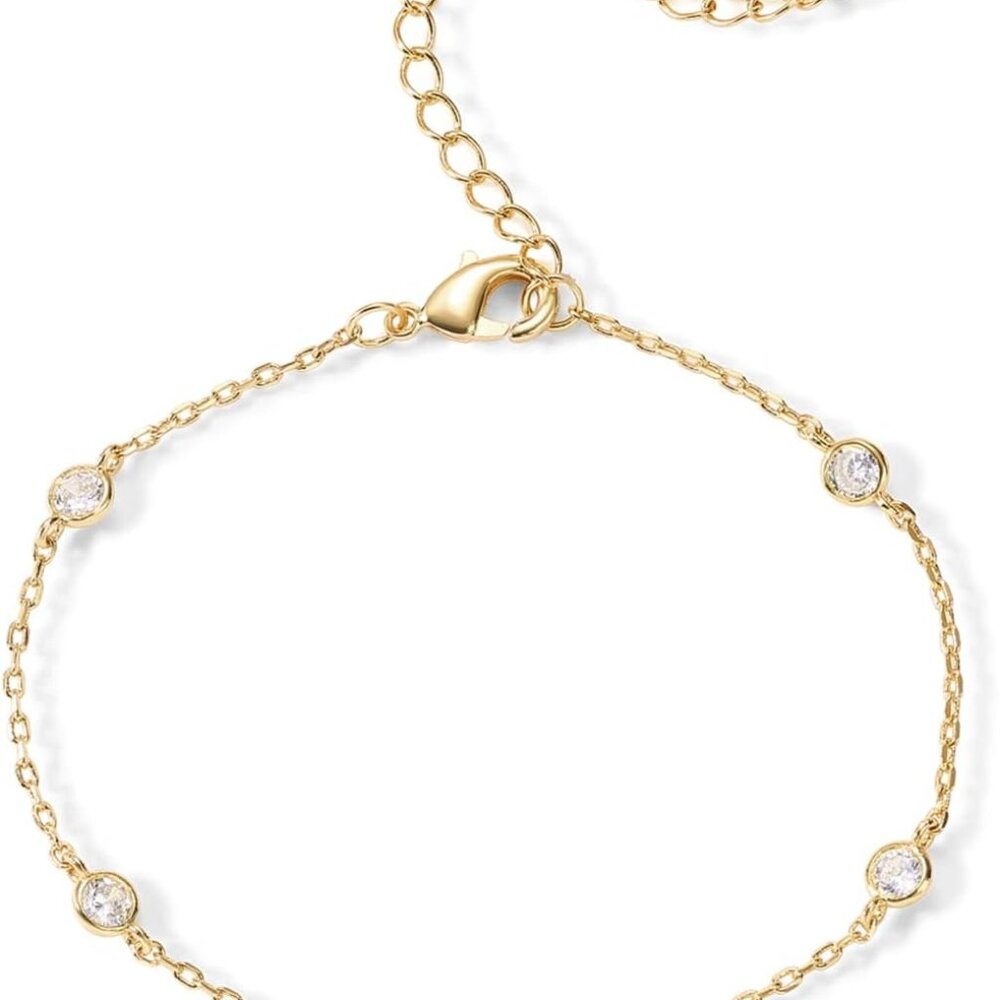 14k Gold Plated Beaded Bracelet For Women Stackable Gold Bead Bracelet Adjus 38$